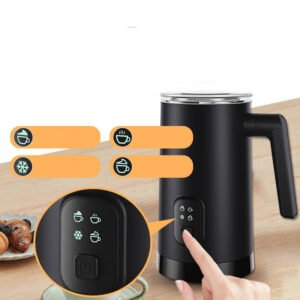 Household fully automatic stainless steel electric milk frother and warmer, a kitchen gadget.